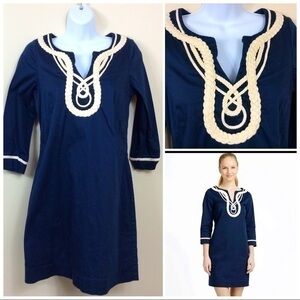 Vineyard Vines sz 6 cotton V-neck dress.  nautical navy blue